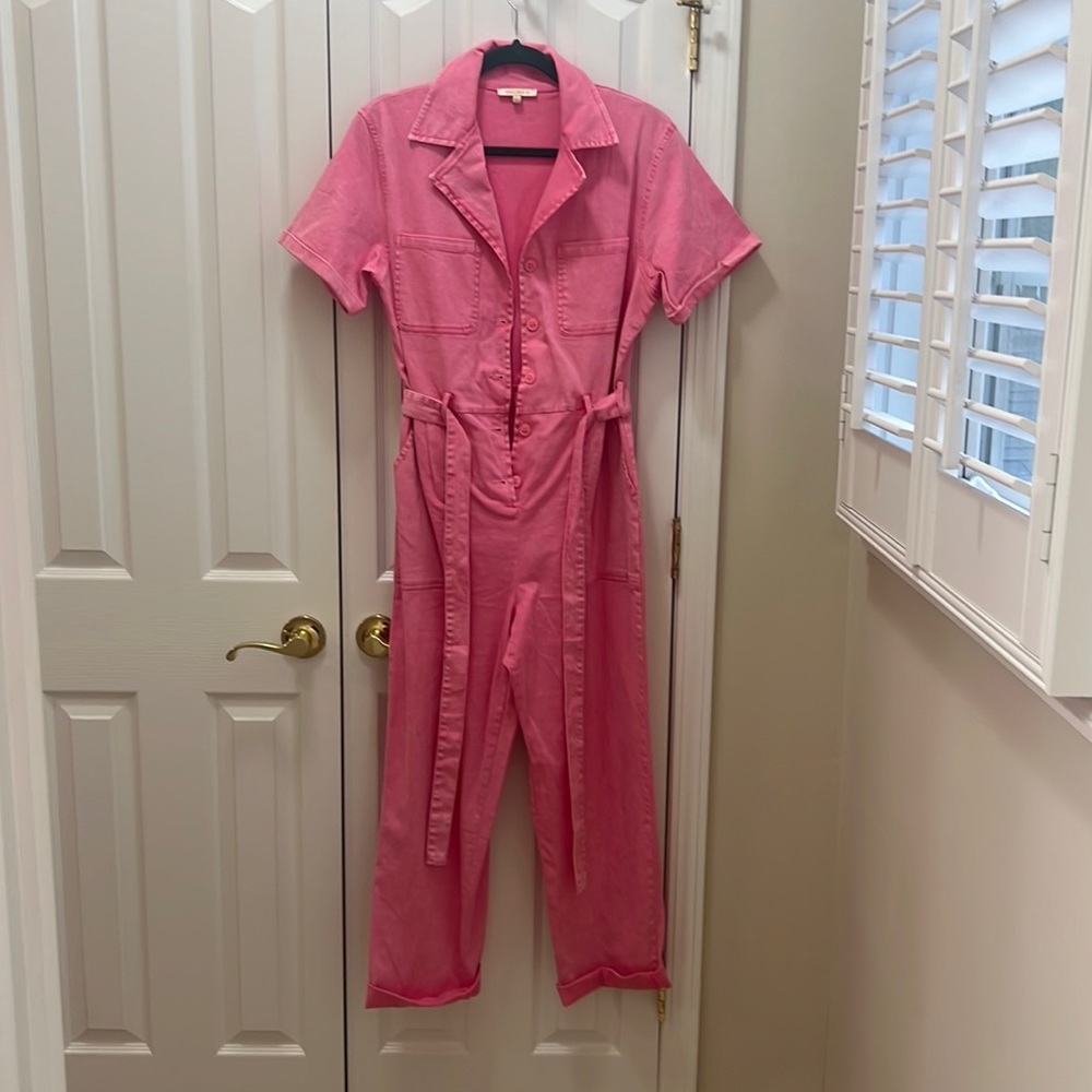 Pink utility jumpsuit